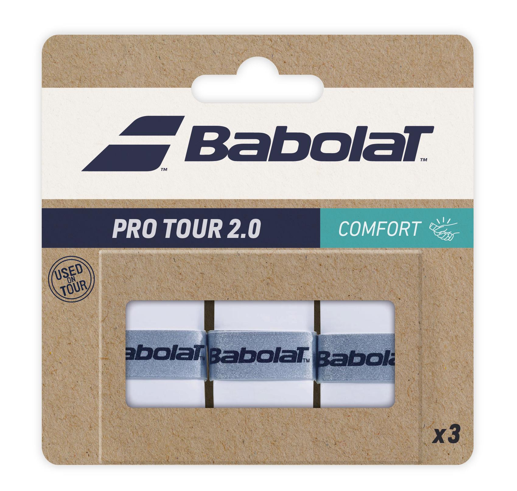 Babolat Tennis Overgrip PRO Tour 2.0 3 Pack- White