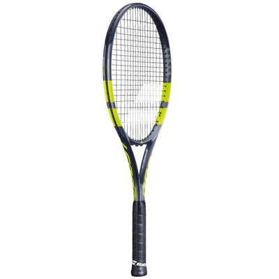 Babolat Boost Aero tennis racquet, black and yellow graphite frame, 260g, with black grip.