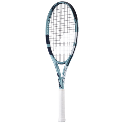Babolat Evo Drive Lite Gen2 tennis racquet in blue with white grip and black strings.