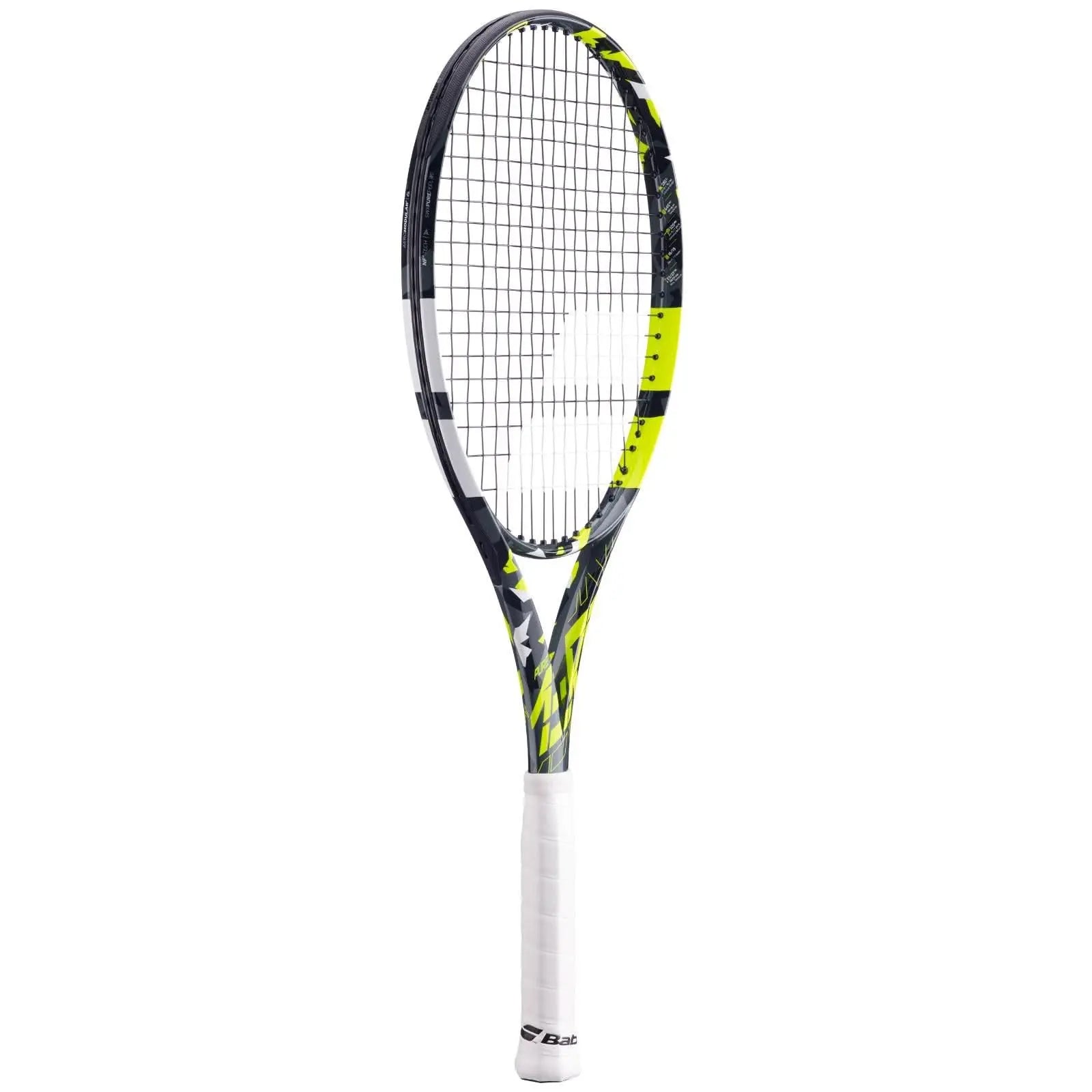 Babolat Pure Aero Team tennis racquet, black and neon yellow with white grip.