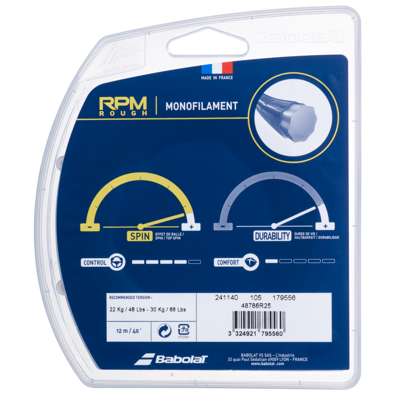 Babolat Tennis String RPM Rough 12M - 1.25 (17) - Black