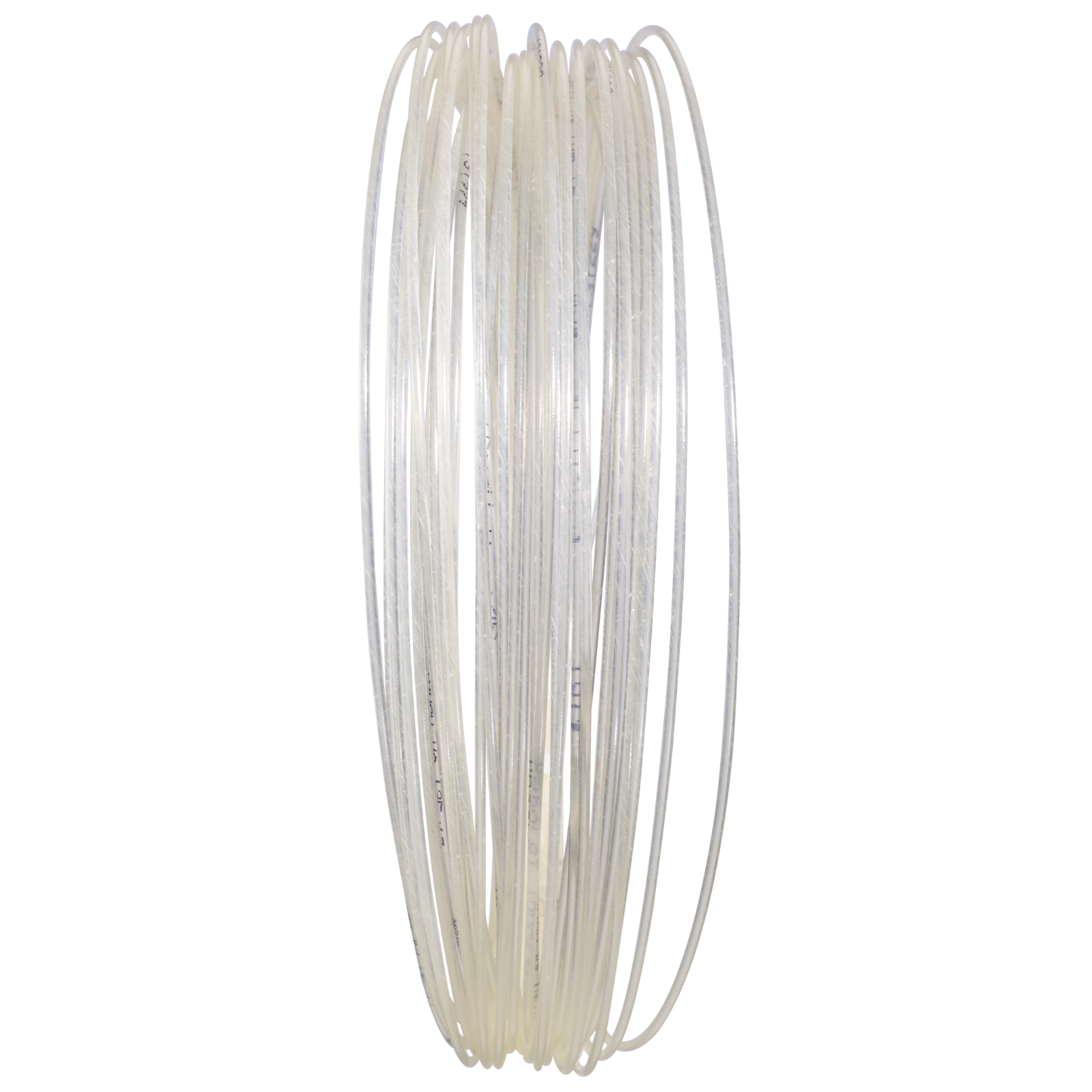 Coiled Babolat Touch VS 1.25 natural gut tennis string in a translucent, light beige color.