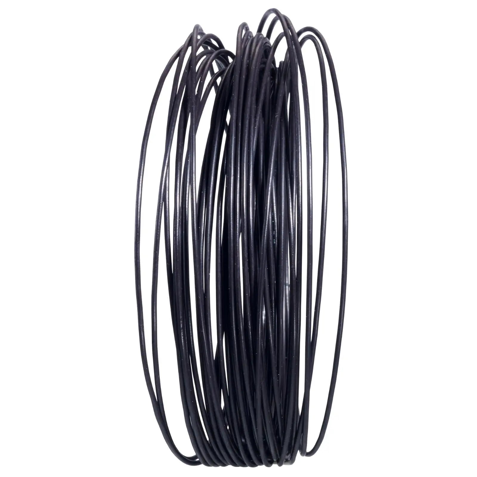 Coiled black Babolat XCEL 1.30mm multifilament tennis string, ready for installation.