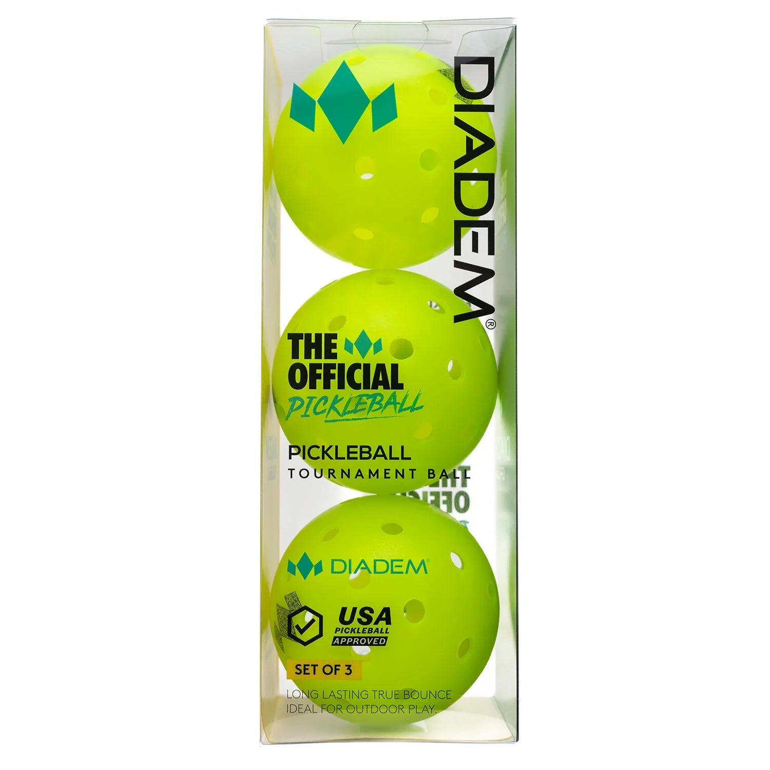 Diadem Official Pickleball Outdoor Ball - 3 Pk Neon