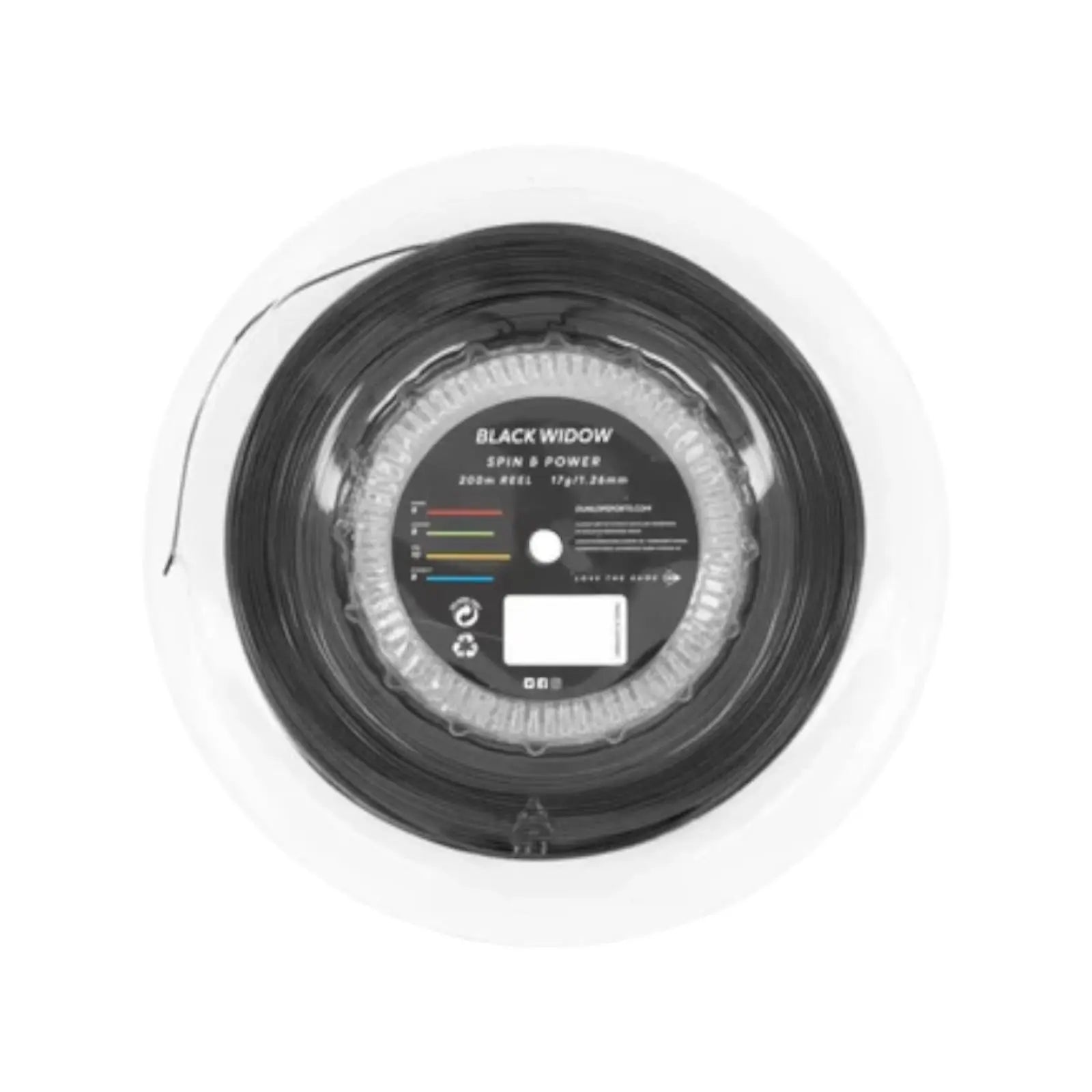 Dunlop Tennis String Black Widow 16G 200M Reel Black - Polyester - Shaped