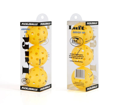 Luft Pickleball Ball Arrow 40 Hole Out & Indoor - Hybrid - 3 Balls