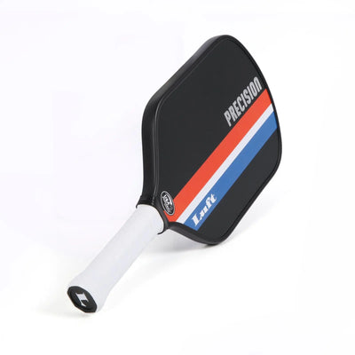 Black Luft Pickleball Paddle Precision with red, white, and blue stripes, white grip.