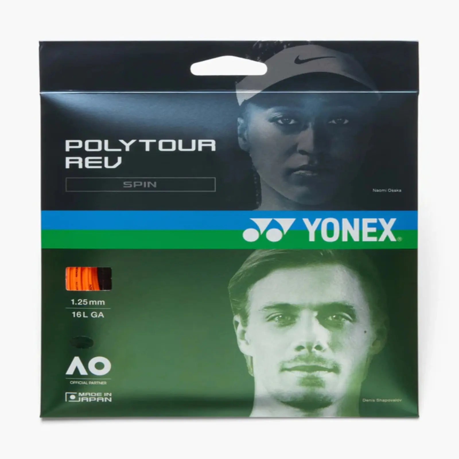 Yonex Tour Rev 1.25 Tennis String 12m Set-Bright Orange