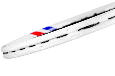 White Tecnifibre Junior TFight 26 tennis racquet head with red, white, and blue accents.