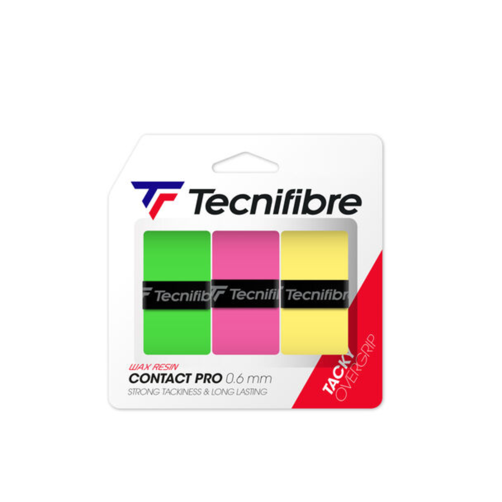 Tecnifibre Over Grip Contact PRO - Wax Resin 0.6Mm-3 Pack-Mixed - Lime/Pink/Yellow