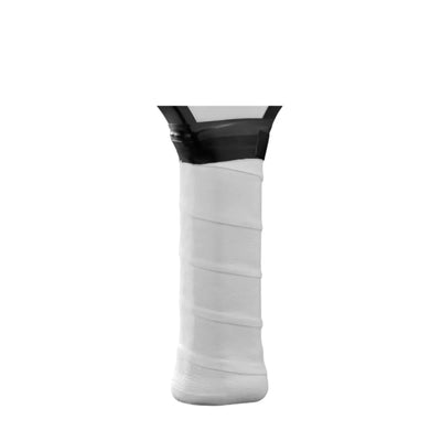 Wilson Pickleball Comfort Pro Overgrip in white, wrapped around a paddle handle with a black base.
