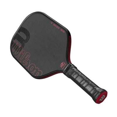 Wilson Blaze Tour 16mm pickleball paddle, black raw carbon fiber with red accents and "Wilson" logo.