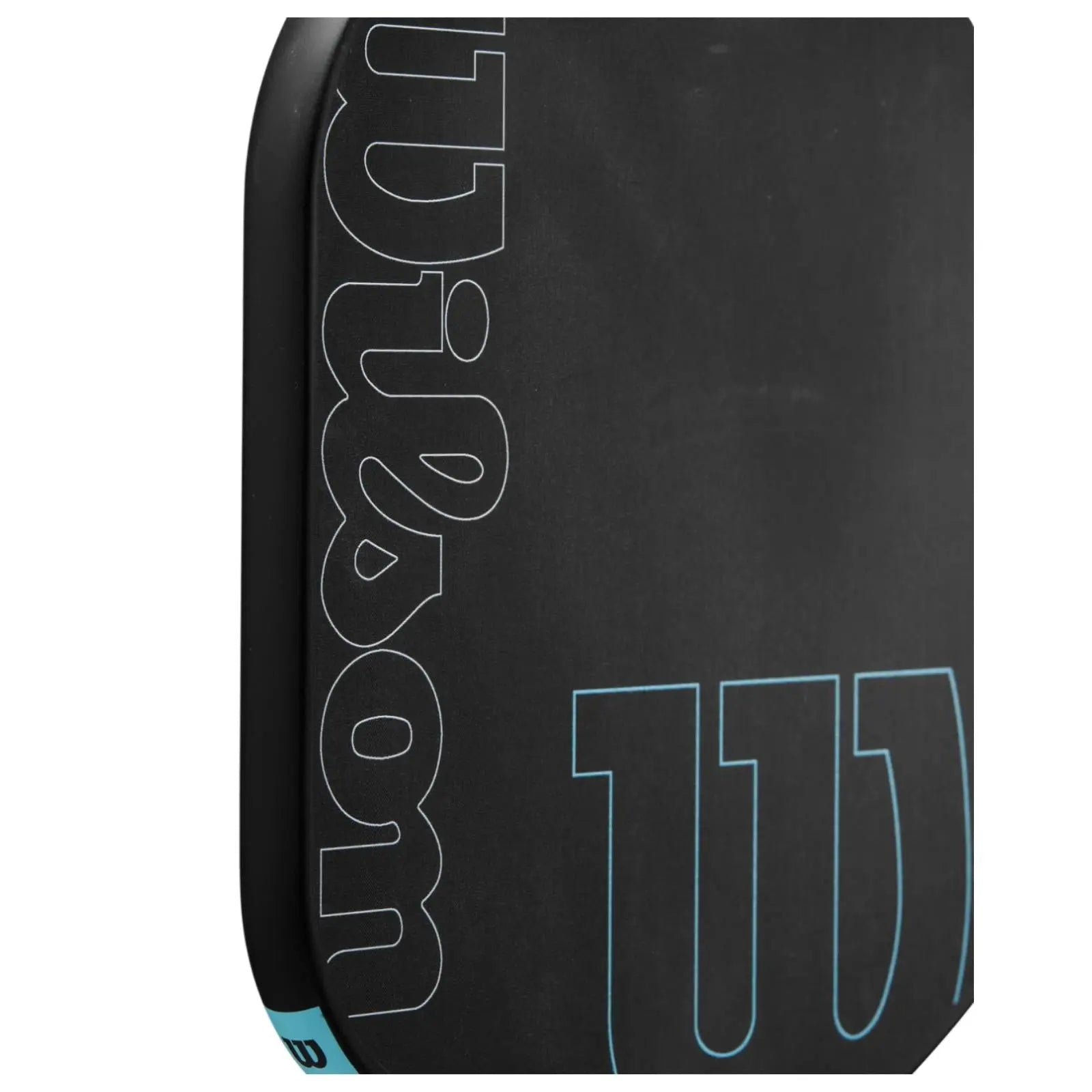 Black Wilson Cadence Edgeless 16mm pickleball paddle with light blue "Wilson" logo.
