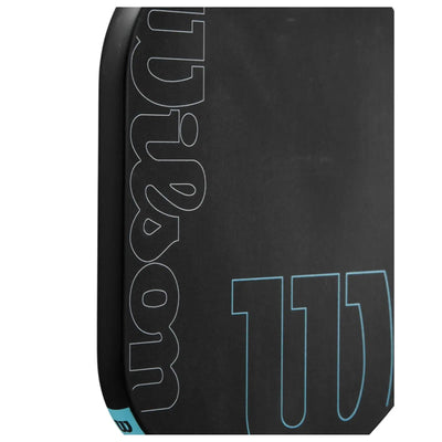 Black Wilson Cadence Edgeless 16mm pickleball paddle with light blue "Wilson" logo.