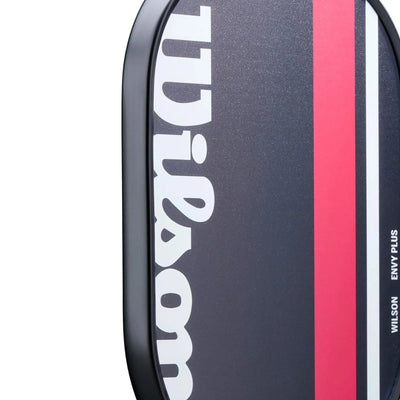 Wilson Pickleball Paddle Envy Plus, black with red and white stripes, visible Wilson logo and edge guard.