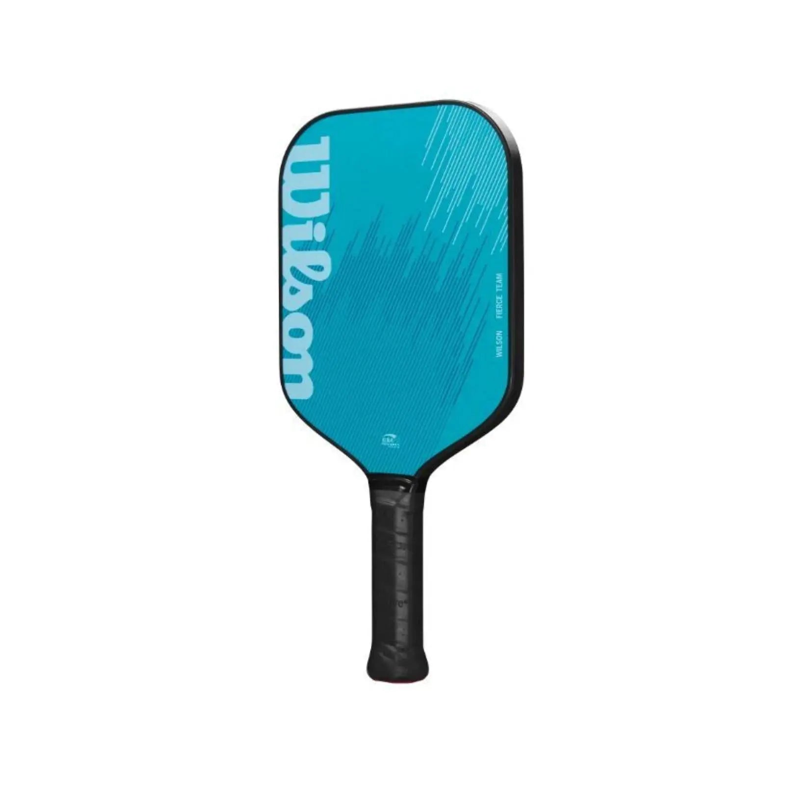Wilson Fierce Team 13mm blue pickleball paddle with black grip and "Wilson" logo.