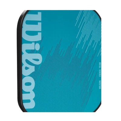 Wilson Fierce Team 13mm blue pickleball paddle with white logo and diagonal lines.