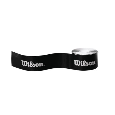 Black Wilson Racquet Saver protection tape, 1.25" wide, unrolled with white Wilson logos.