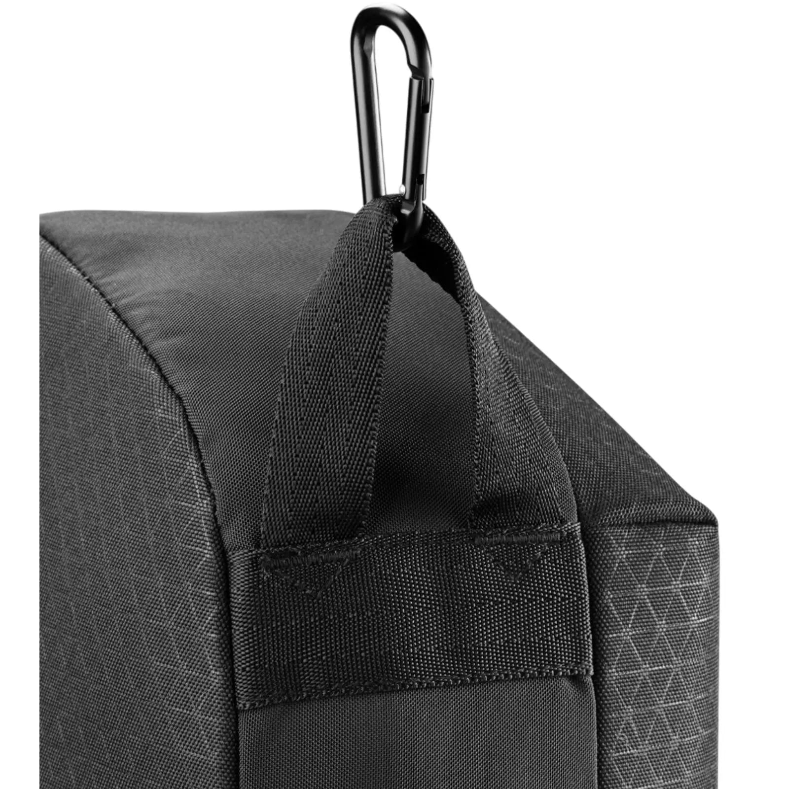 Black Wilson Super Tour Clash v3 tennis bag with subtle triangle pattern and black carabiner.