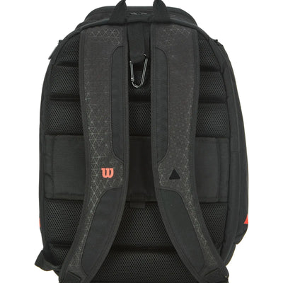 Black Wilson Super Tour Clash v3 tennis backpack with padded, mesh back panel and adjustable shoulder straps.