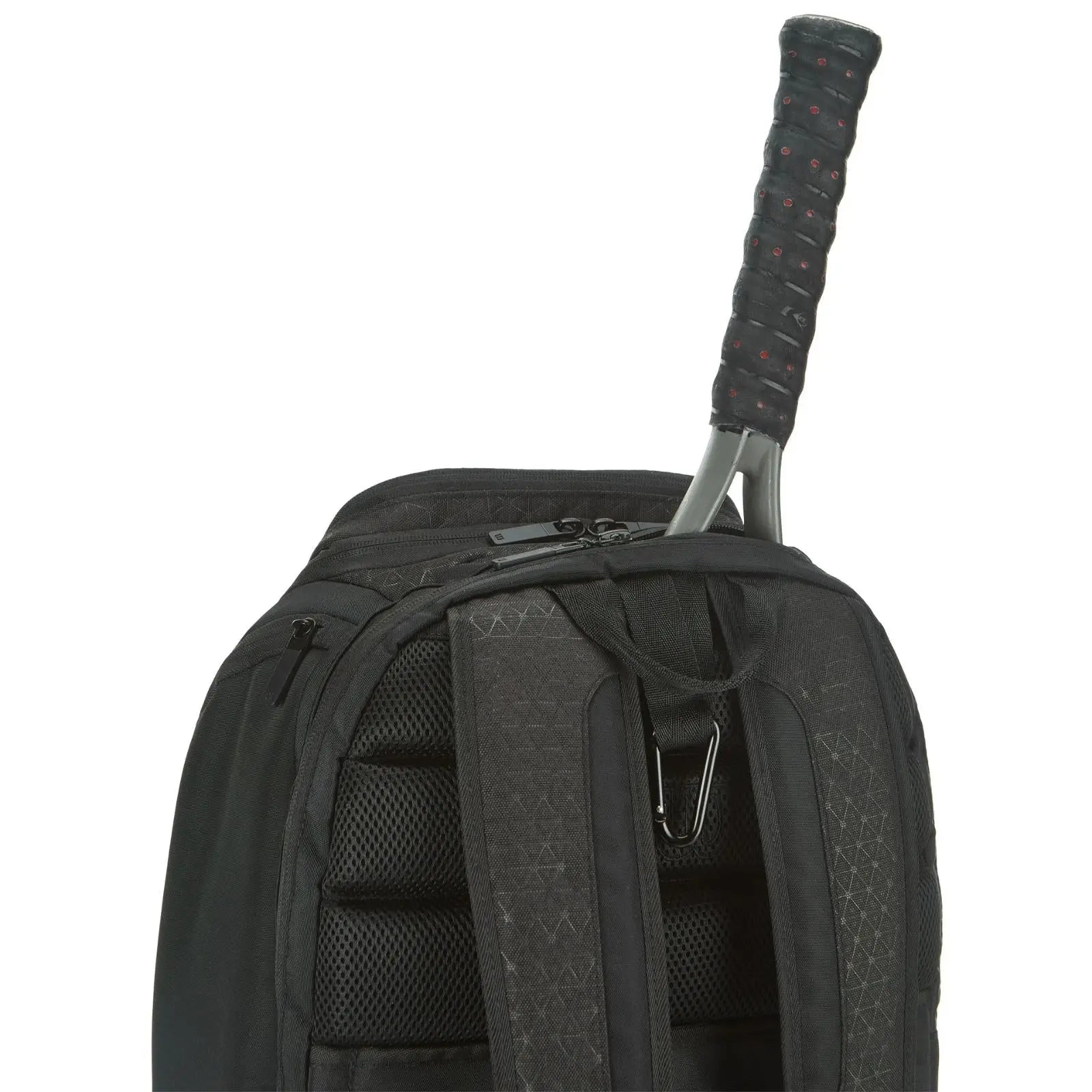 Black Wilson Super Tour Clash v3 tennis backpack with a racquet handle protruding from the top compartment.