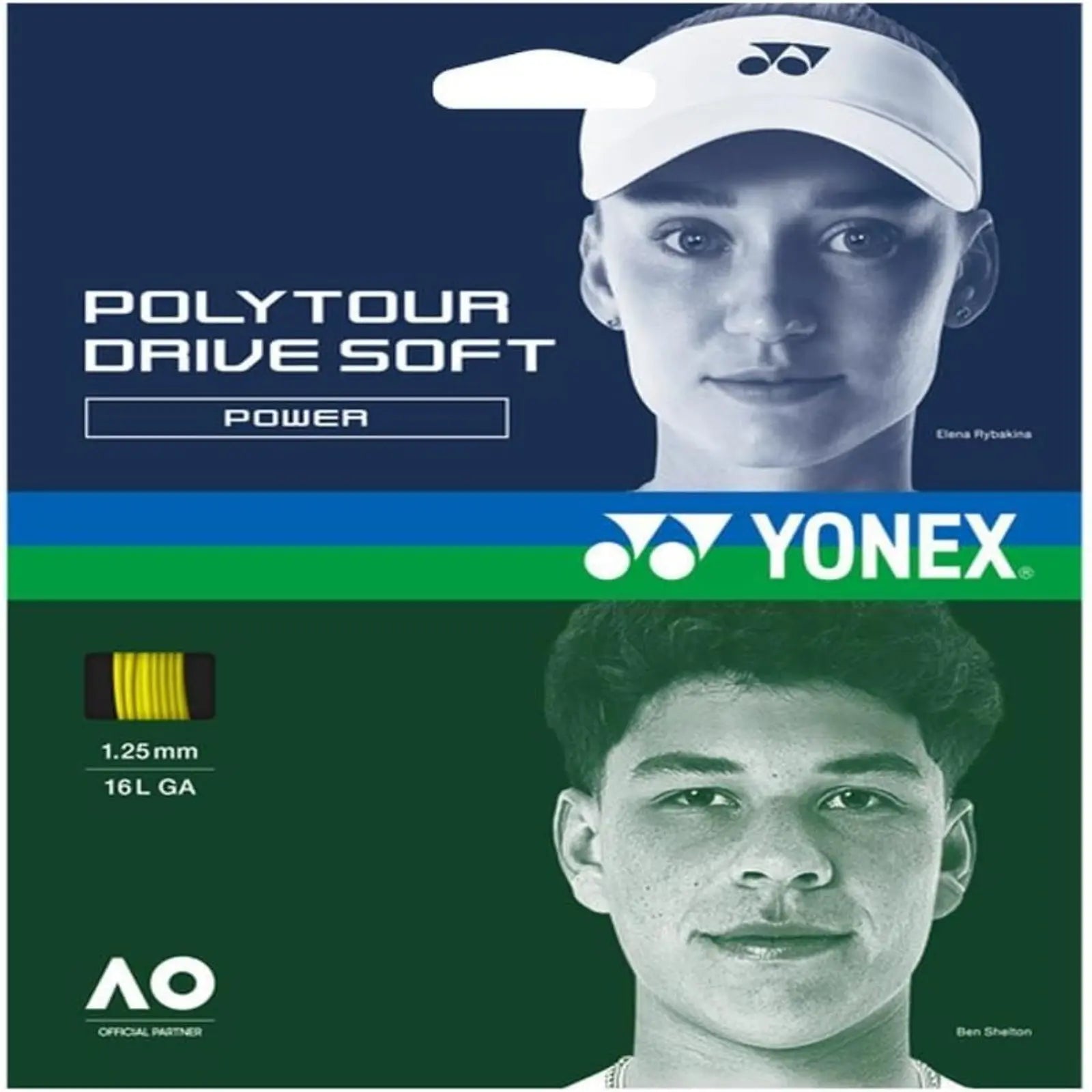 Yonex Polytour Drive Soft Power 1.25 16L GA Tennis String 12m Set-Flash Yellow
