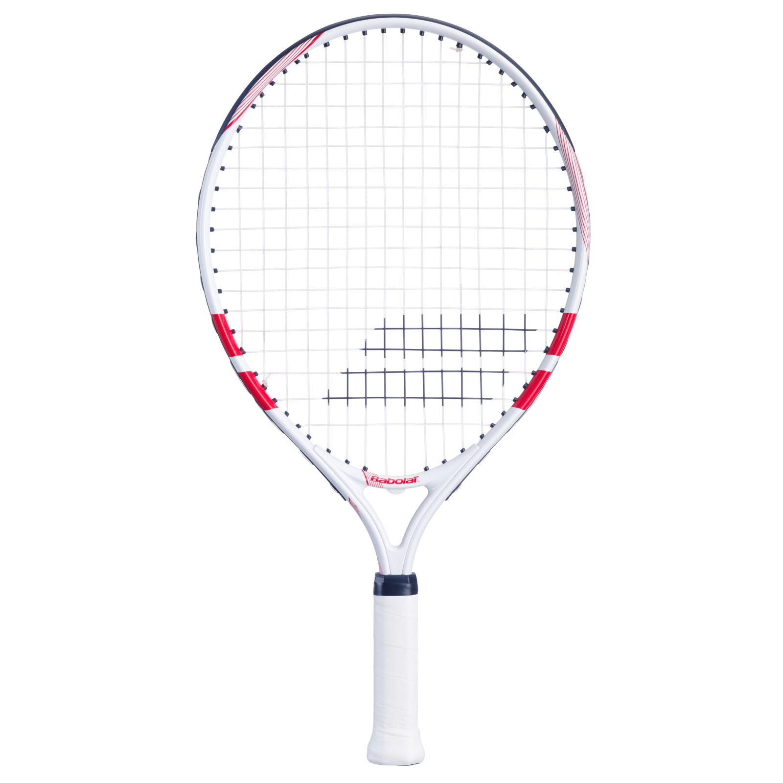 White Babolat Comet Junior 19 tennis racquet with red accents and white grip.