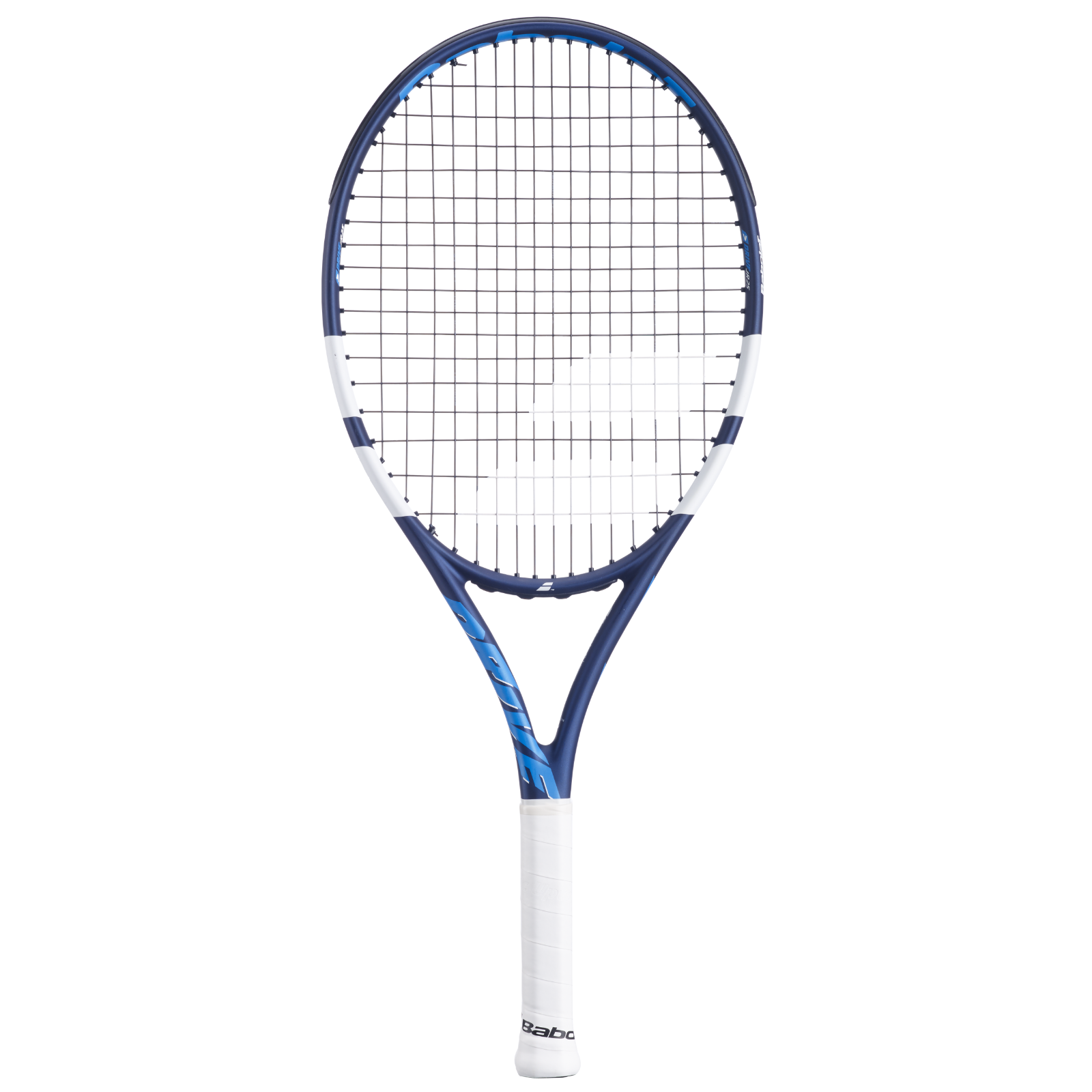 Babolat Drive Jr 25 junior tennis racquet, blue and white with a white grip.