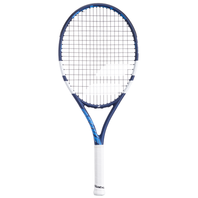 Babolat Drive Jr 25 junior tennis racquet, blue and white with a white grip.