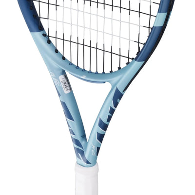 Babolat Pure Drive Jr 25 tennis racquet in lite blue with white grip and black/white strings.