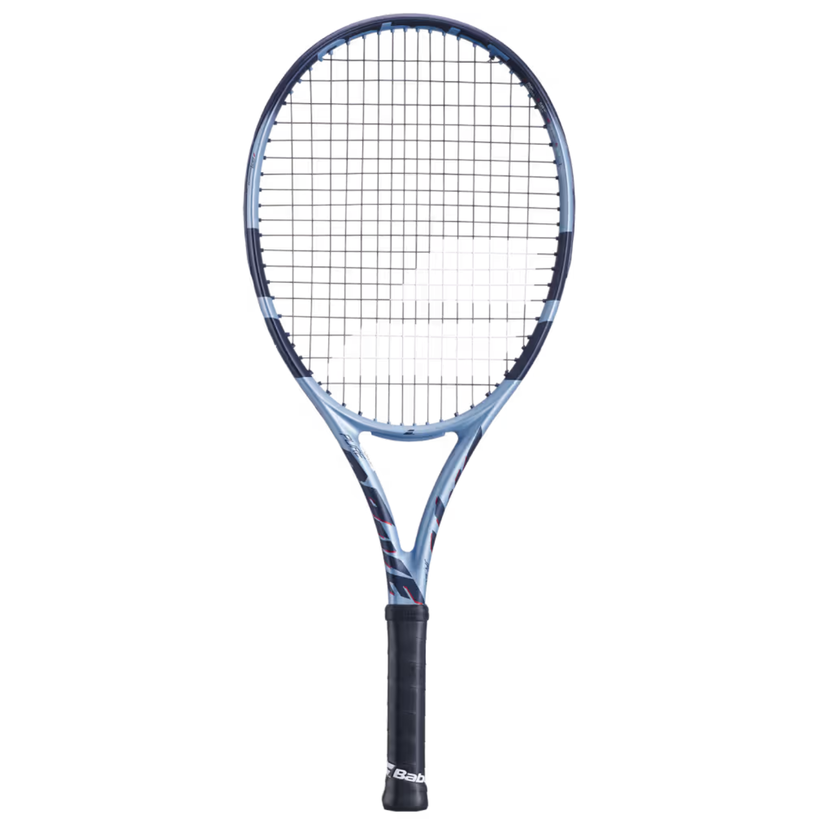 Babolat Pure Drive Junior 26 tennis racquet, blue and black graphite with black grip.