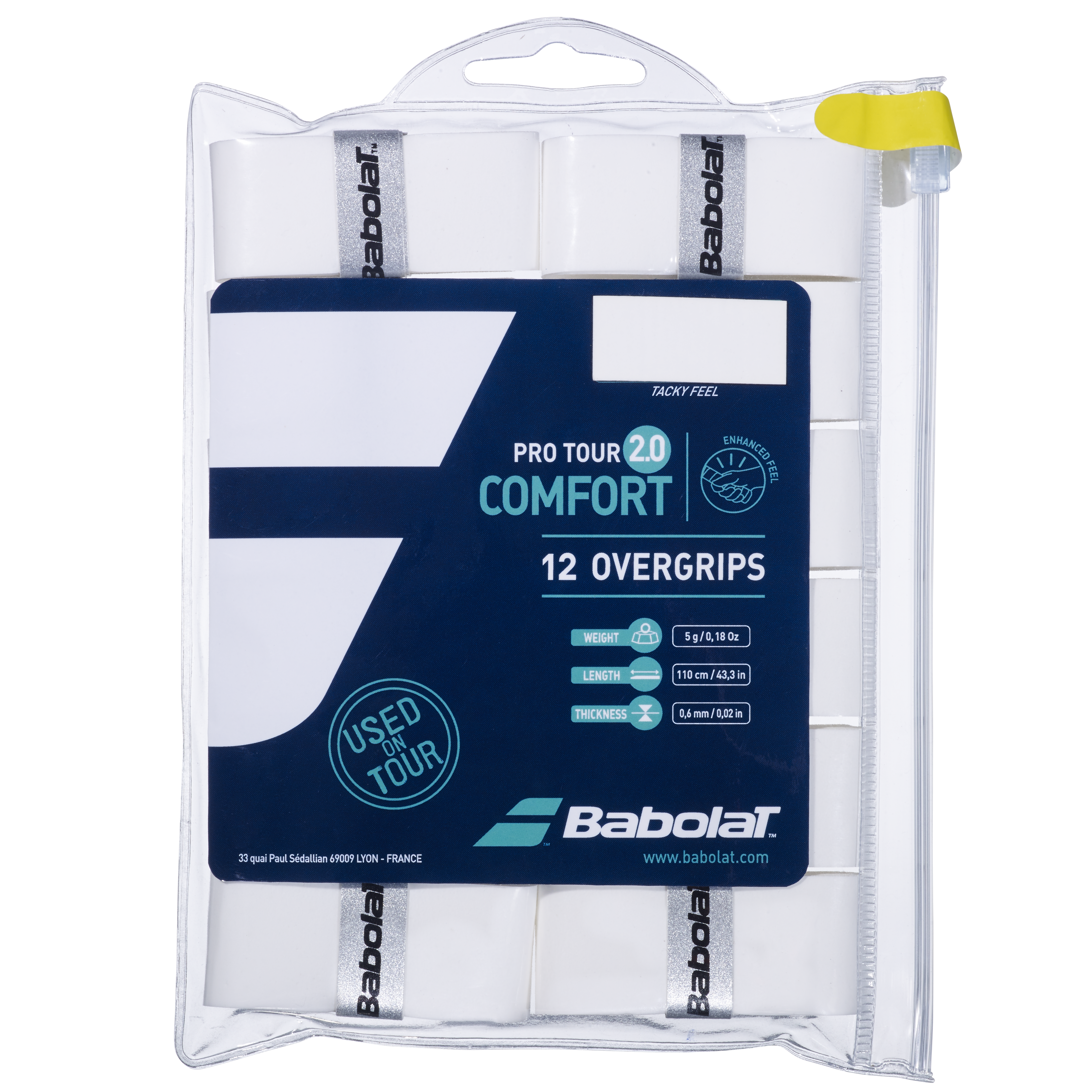 Babolat Tennis Overgrip PRO Tour 2.0 12 Pack - White