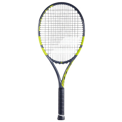 Babolat Boost Aero (260g) tennis racquet, dark grey and neon yellow, with black grip.