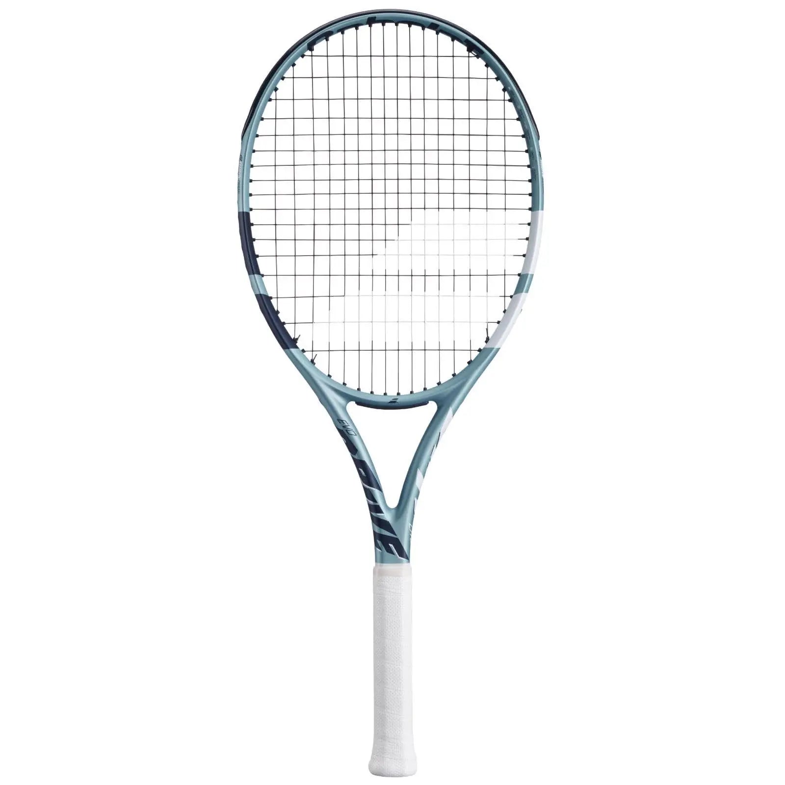 Babolat Evo Drive Lite Gen2 tennis racquet in blue with white grip and black strings.