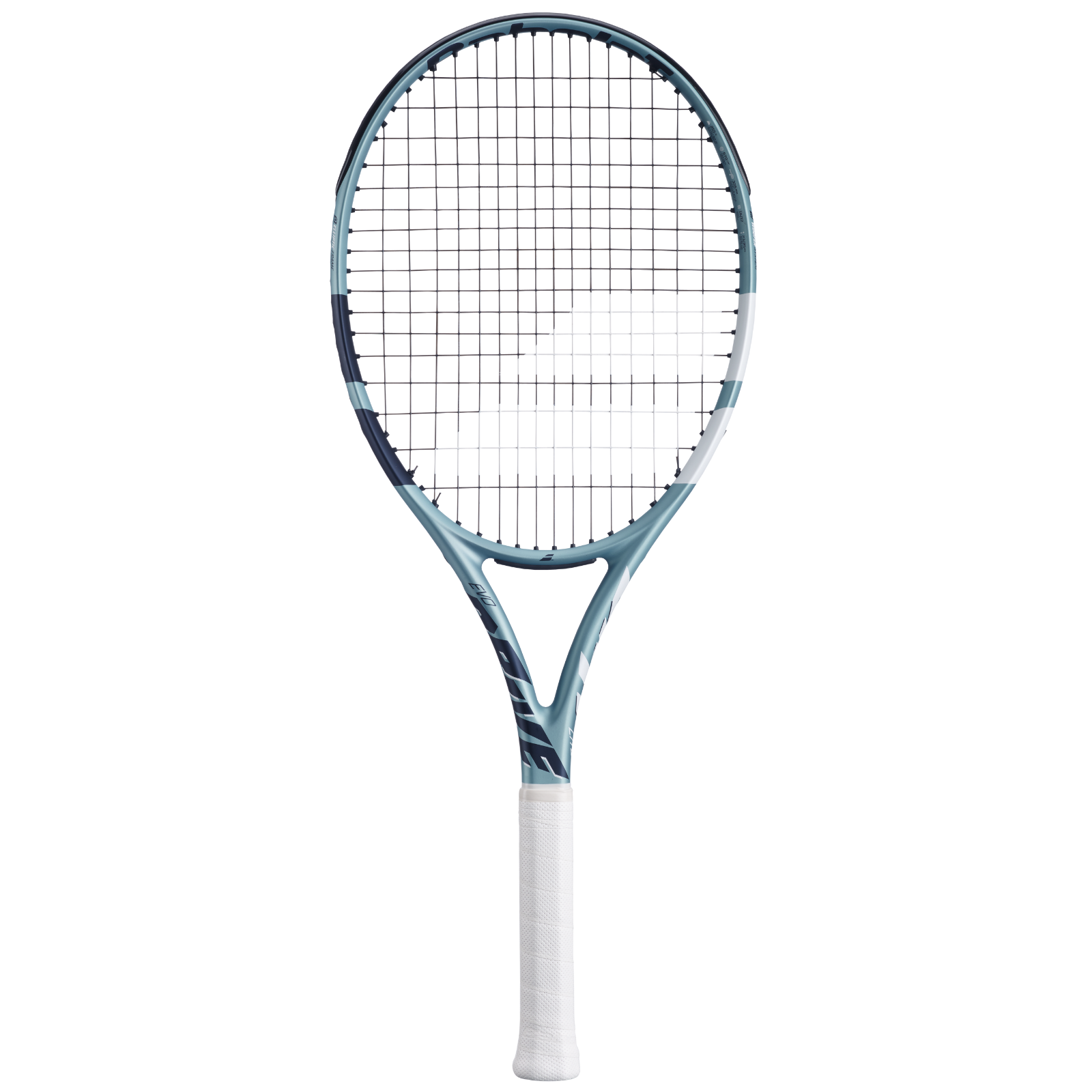 Babolat Evo Drive Lite Gen2 tennis racquet in blue with white grip and black strings.