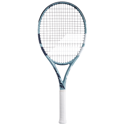 Babolat Evo Drive Lite Gen2 tennis racquet in blue with white grip and black strings.
