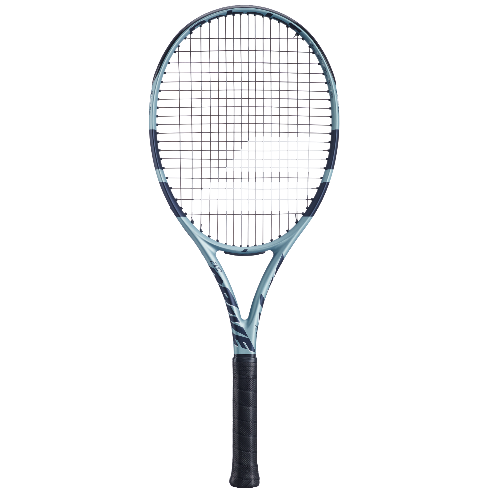 Babolat Evo Drive Tour Gen2 (285g) tennis racquet, light blue with dark blue accents and black grip.