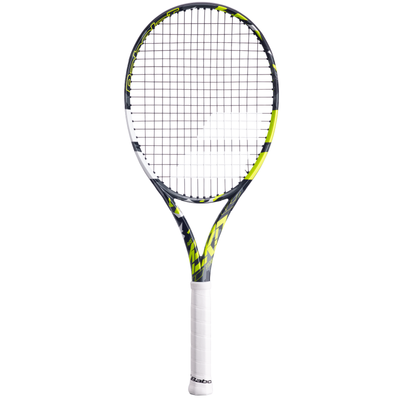 Babolat Pure Aero Team tennis racquet, black, yellow, and white with a white grip.