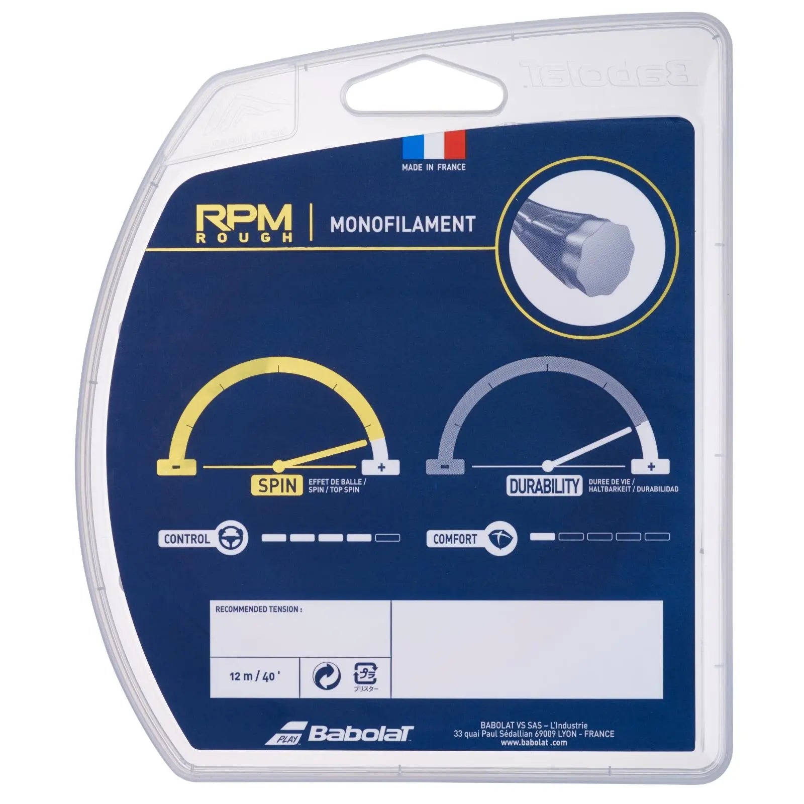 Babolat Tennis String RPM Rough 12M - 1.25 (17) - Red