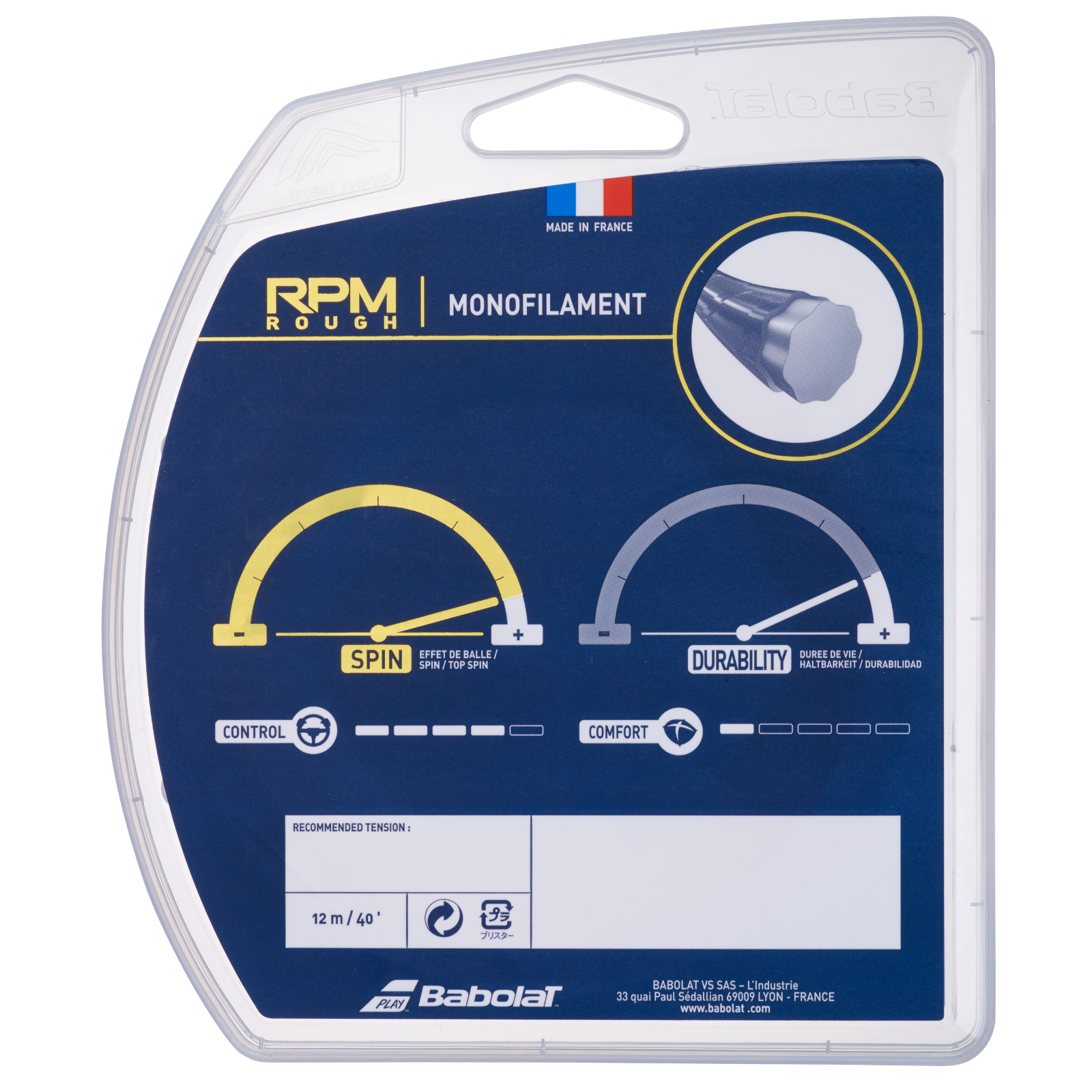 Babolat Tennis String RPM Rough 12M - 1.25 (17) - Red
