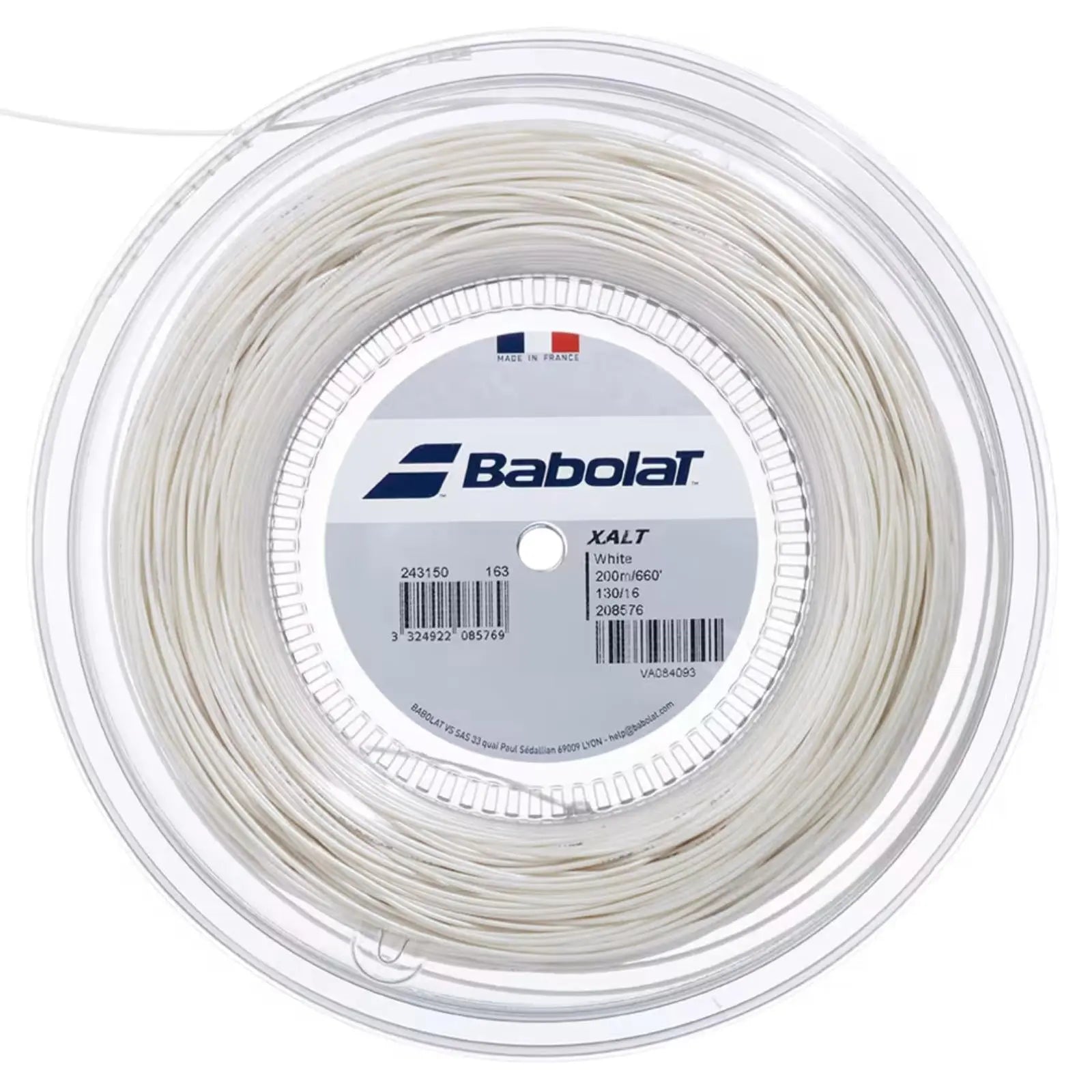 Babolat XALT 200M natural multifilament tennis string reel, 1.25mm gauge, in clear packaging.
