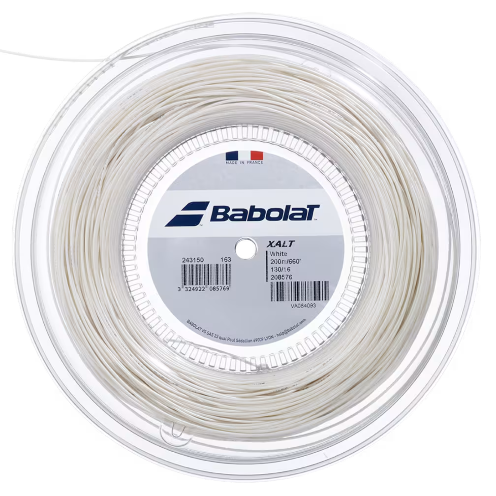 Babolat XALT 200M natural multifilament tennis string reel, 1.25mm gauge, in clear packaging.