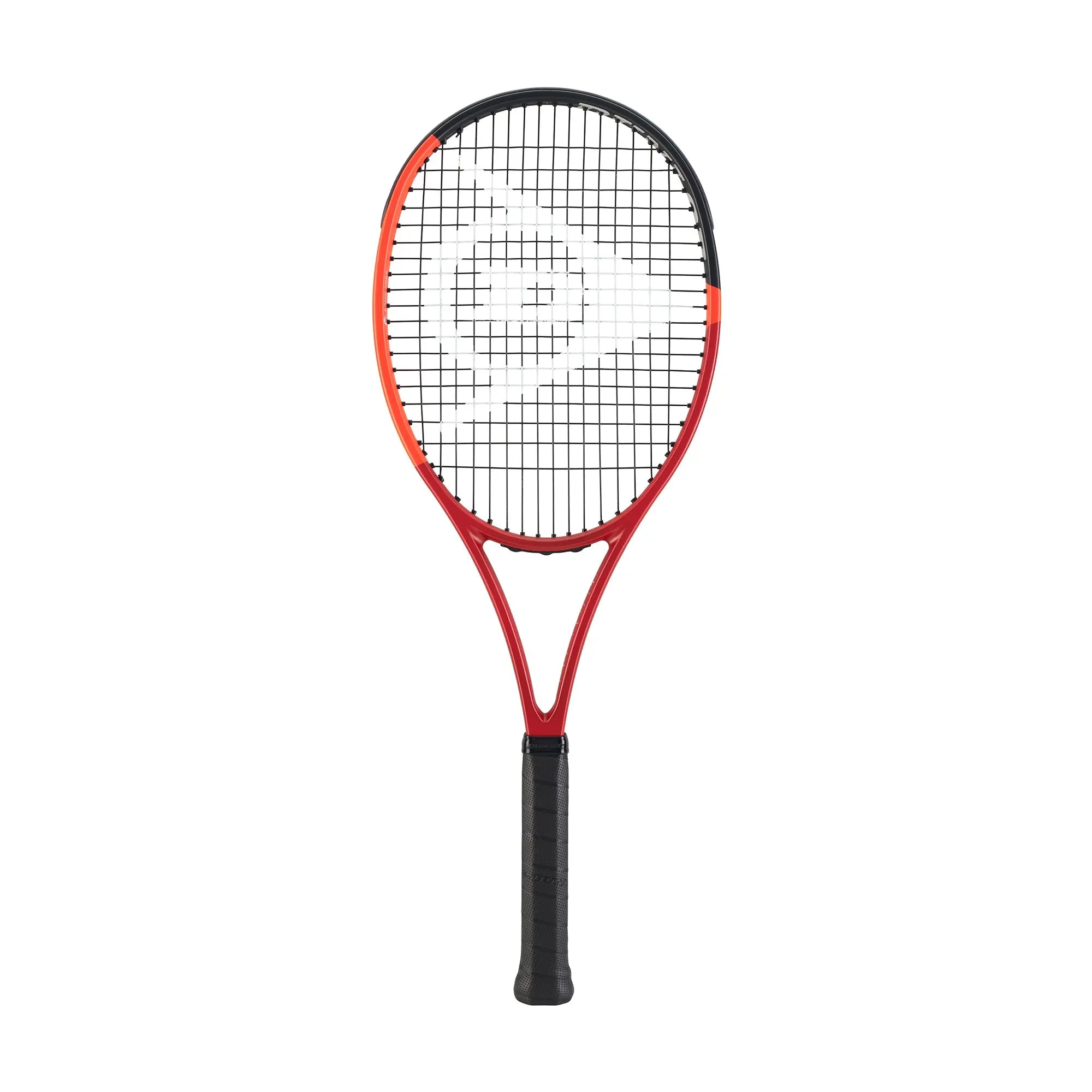 Dunlop CX200 tennis racquet, unstrung, with a red and black frame, white Dunlop logo, and black grip.