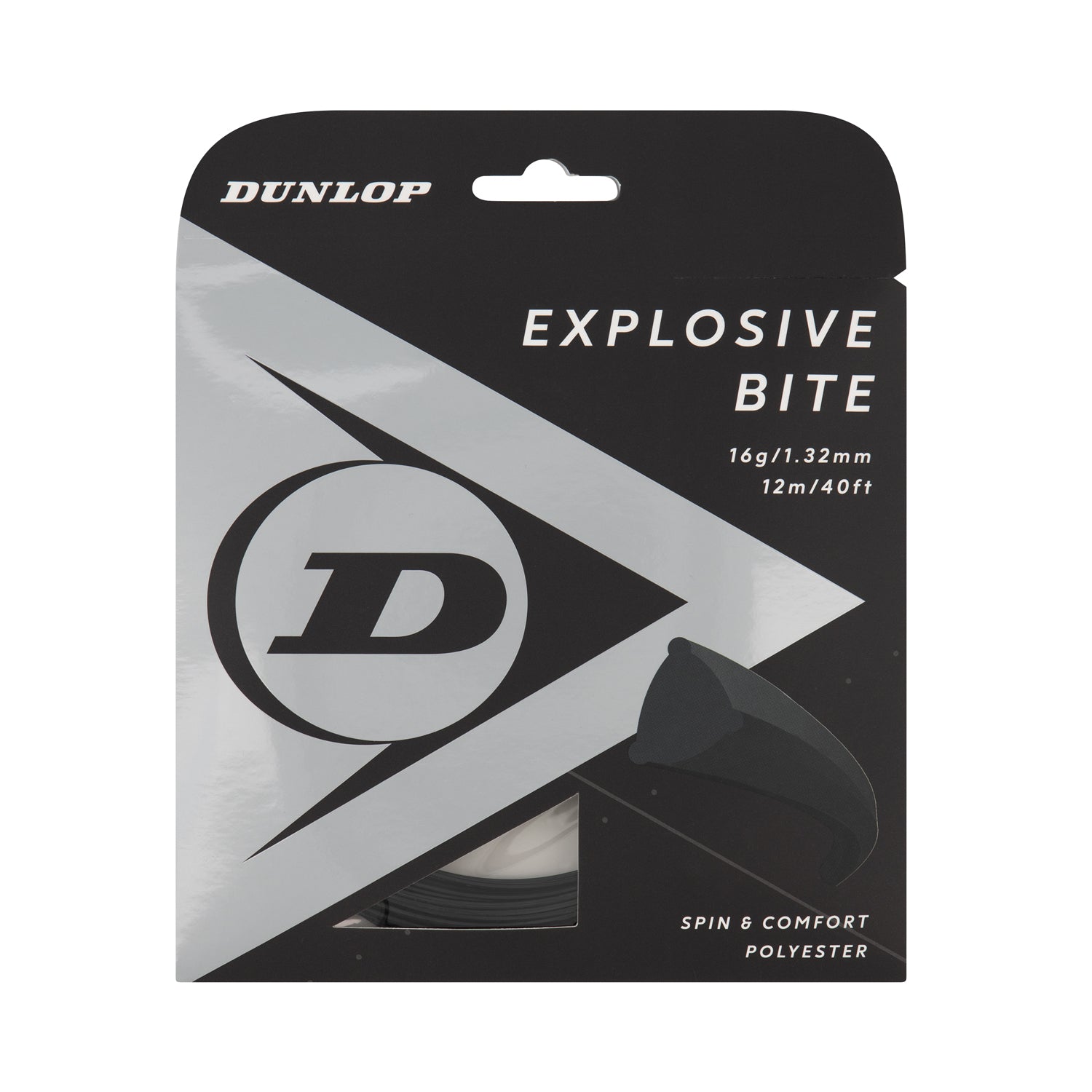Dunlop Tennis String Explosive Bite 16G Set Black - Polyester - Shaped
