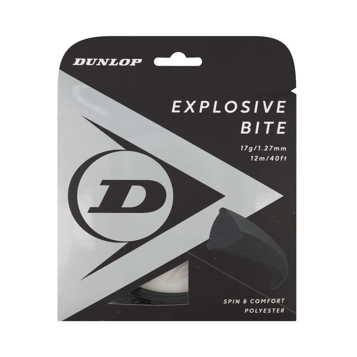 Dunlop Tennis String Explosive Bite 17G Set Black - Polyester - Shaped