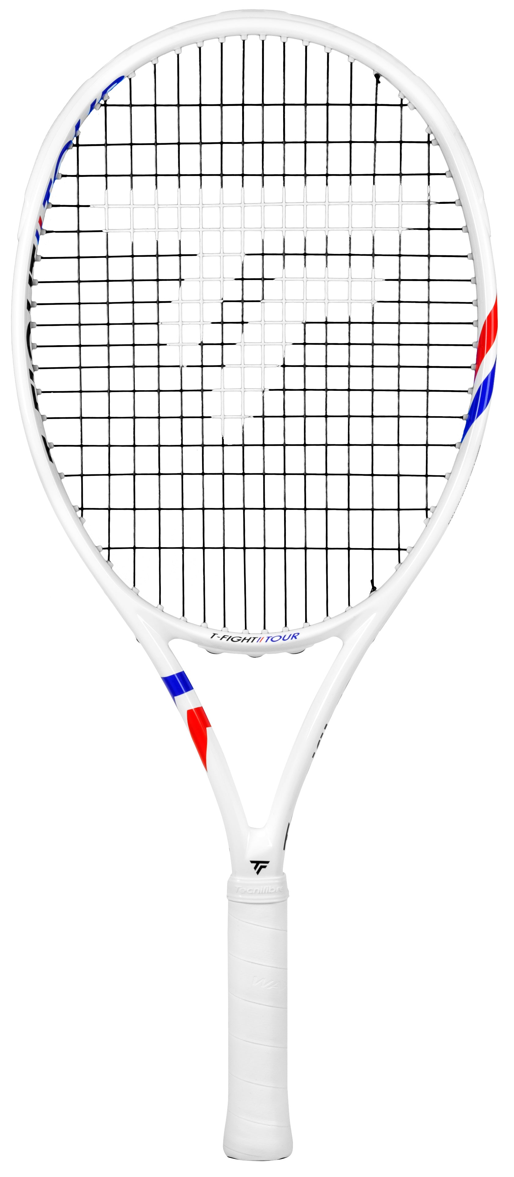 White Tecnifibre Junior TFight 26 tennis racquet with red and blue accents.