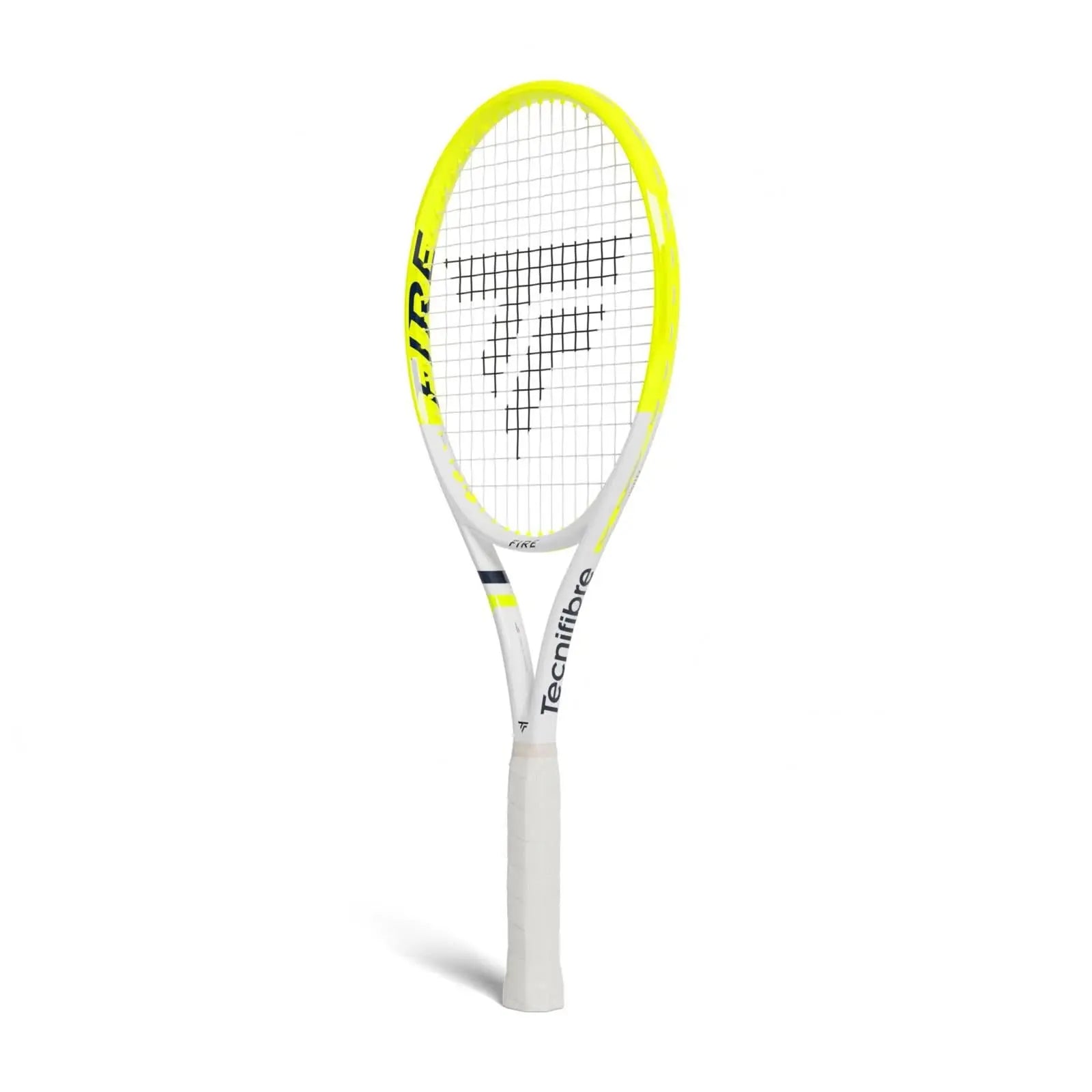 Tecnifibre Tennis Racquet Fire 305S, white and neon yellow, unstrung.
