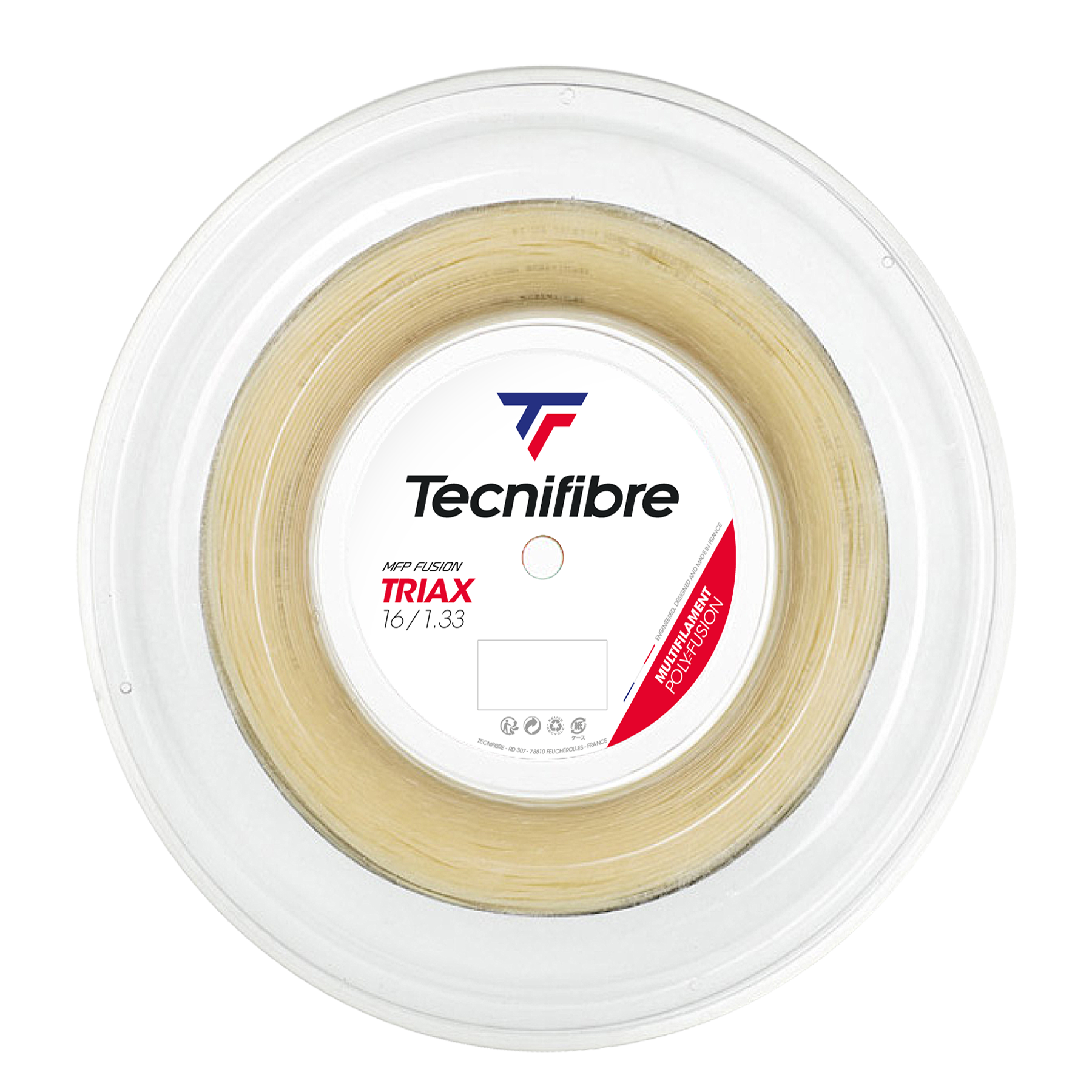 Tecnifibre Triax 1.33 natural polyfusion tennis string reel, 200M.