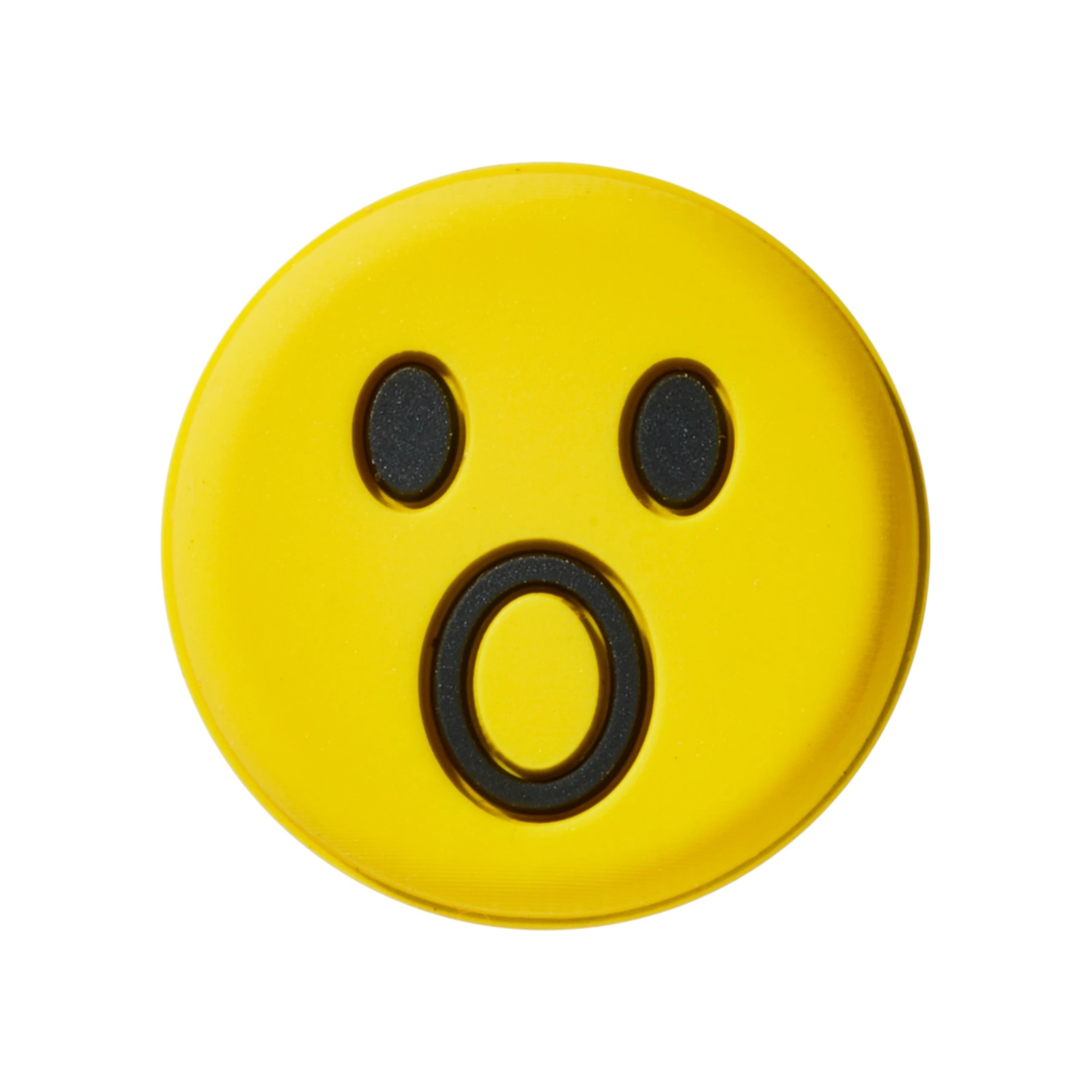 Yellow Wilson Box O' Fun emoji dampener with black "surprised" face design.