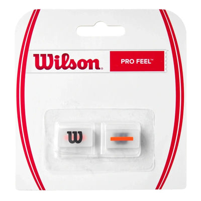 Wilson Shift Dampener 2-pack in clear, one with a black 'W' logo, the other with an orange stripe.